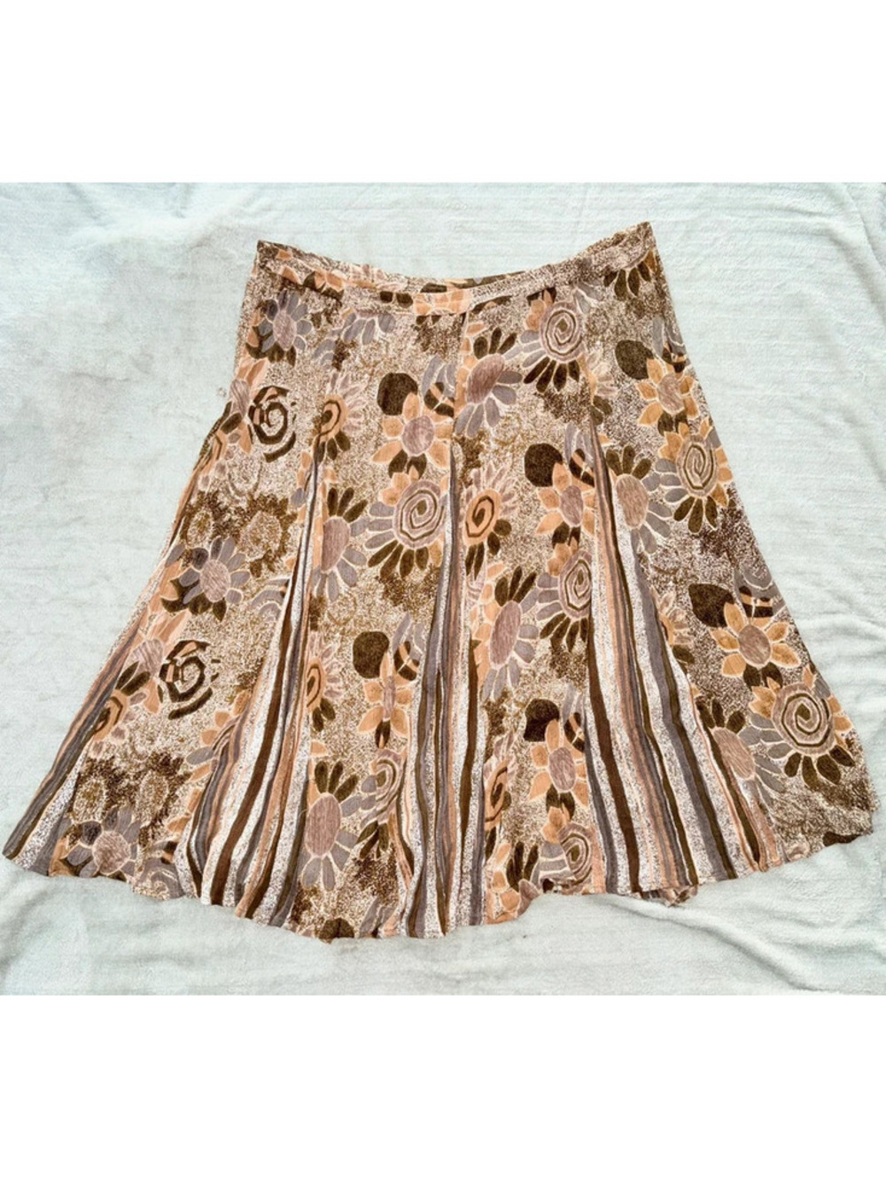 Hippie Boho Earth Tones Vintage Kaktus Skirt with pleating